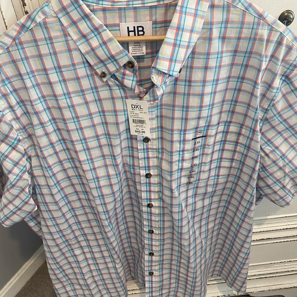 NEW Men's Casual Plaid Button Down Shirt - Blue, Pink, White